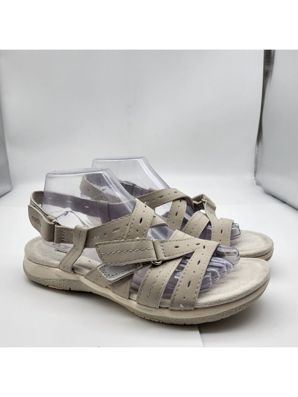 Earth Origins Sandals Womens 8 M Samsin Casual Strappy Slingback Gray Flats